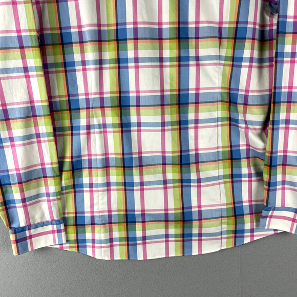 Lands End No Iron Supima Cotton Top Womens 18T Tall Plaid Button Up Long Sleeve - Picture 12 of 14